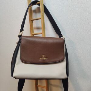 NINE WEST HANDBAG PURSE Tri-color POCKETS DETACHABLE CROSSBODY STRAP *READ*